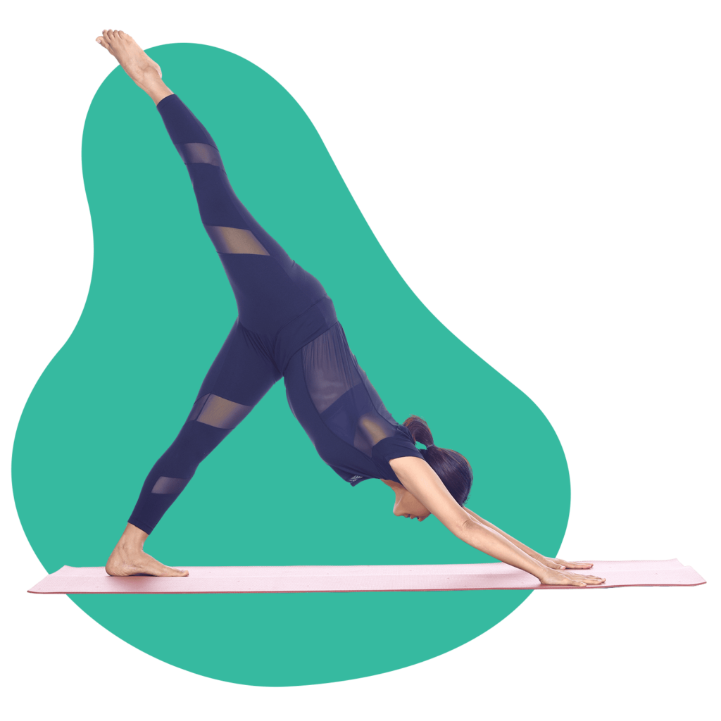 Woman in the "Eka Pada Adho Mukha Svanasana" Yoga Asana
